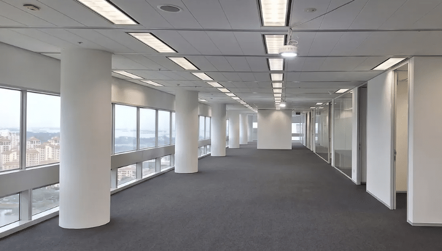 Office unit fully reinstated to bareshell condition